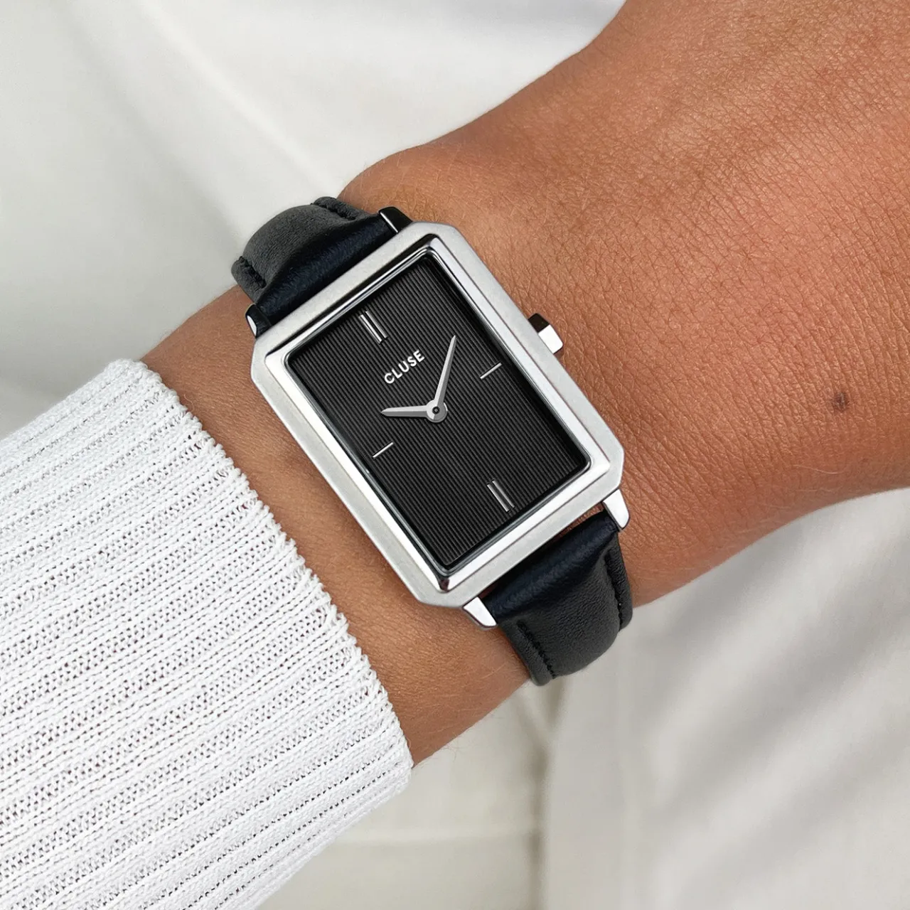 Femme CLUSE Strap 14 mm Leather Black, Silver Colour