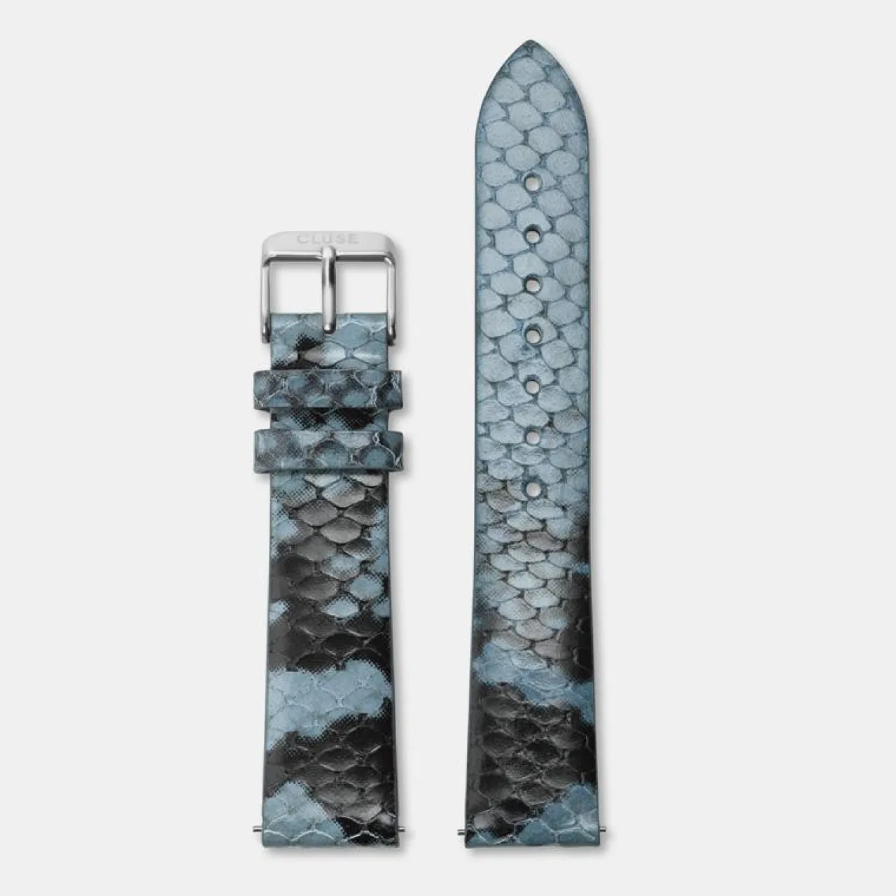 Femme CLUSE Strap 18 mm Leather Blue Python, Silver Colour