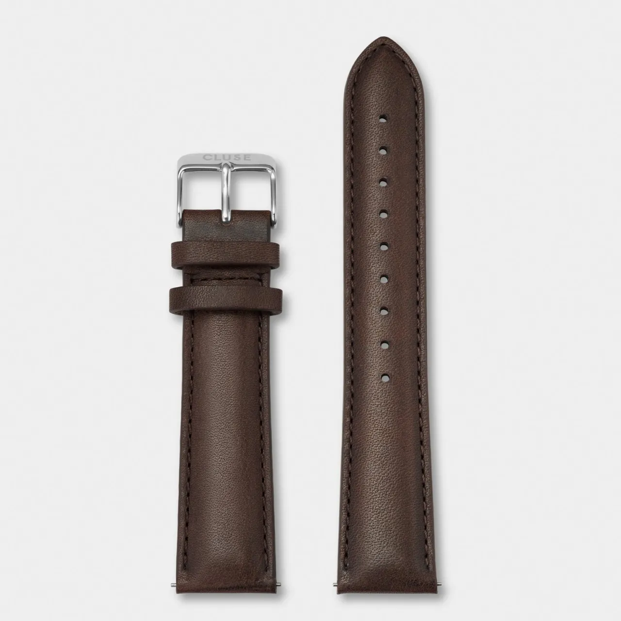 Homme CLUSE Strap 20 mm Leather Dark Brown, Silver Colour