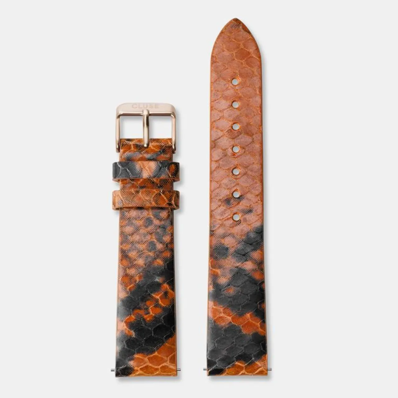 Femme CLUSE Strap 18 mm Leather Orange Python, Rose Gold Colour