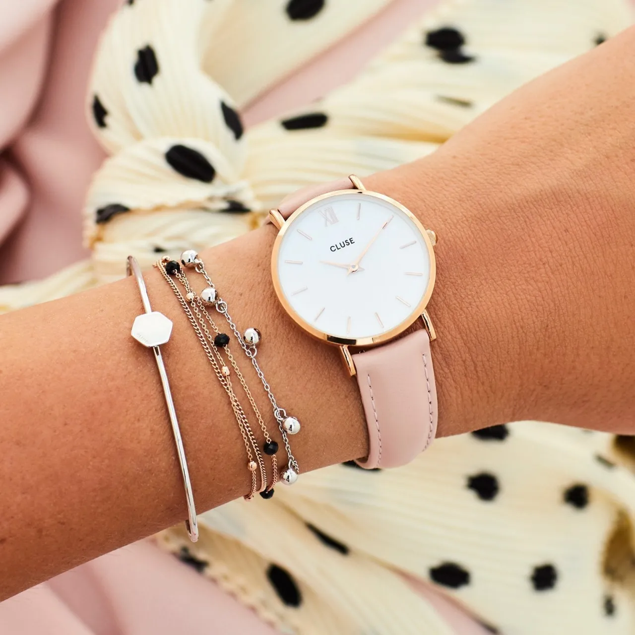 Femme CLUSE Strap 16 mm Leather Pink, Rose Gold Colour