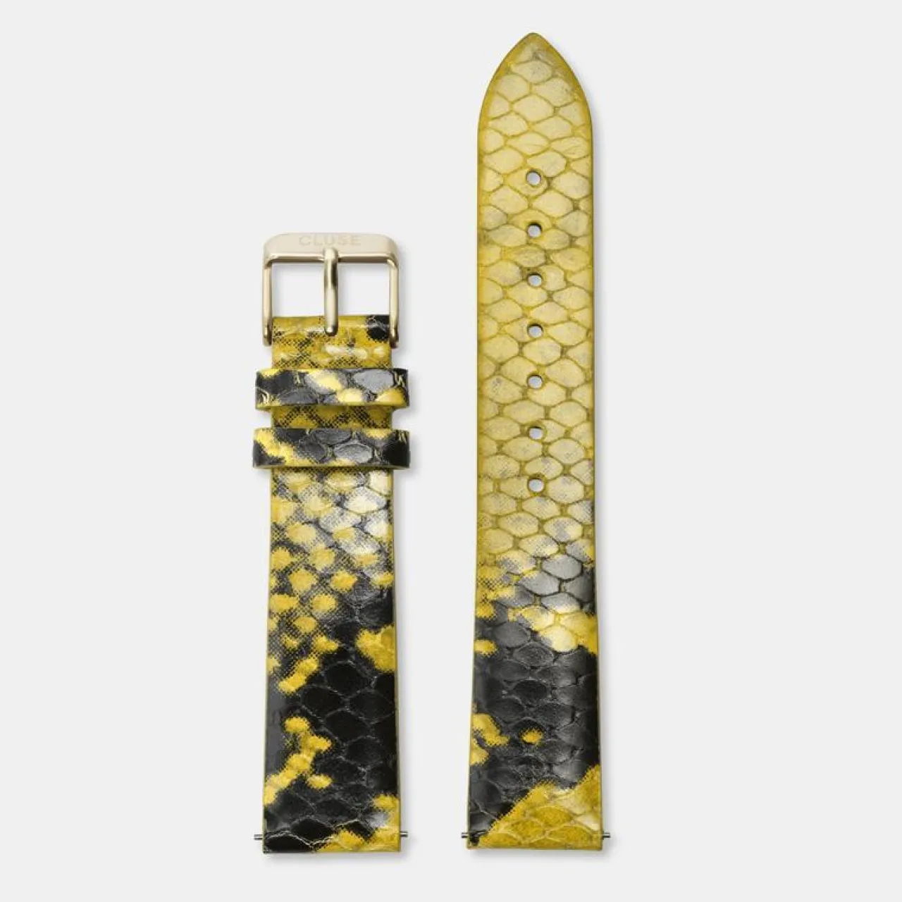Femme CLUSE Strap 18 mm Leather Yellow Python, Gold Colour
