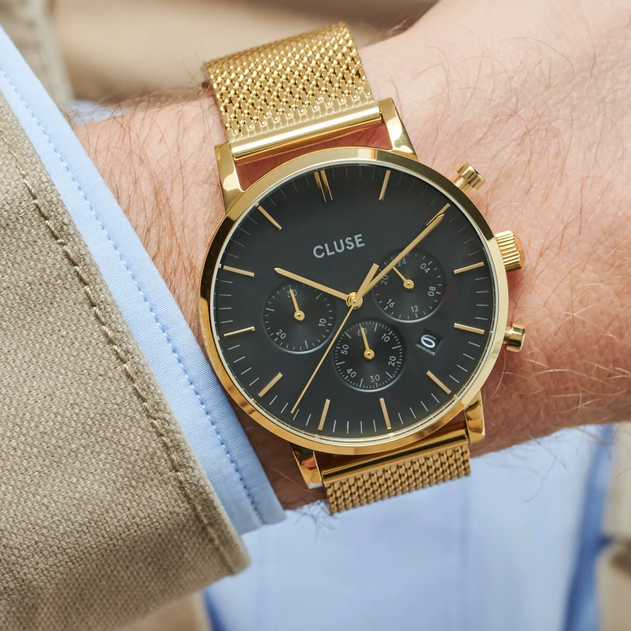 Homme CLUSE Strap 20 mm Mesh Gold Colour