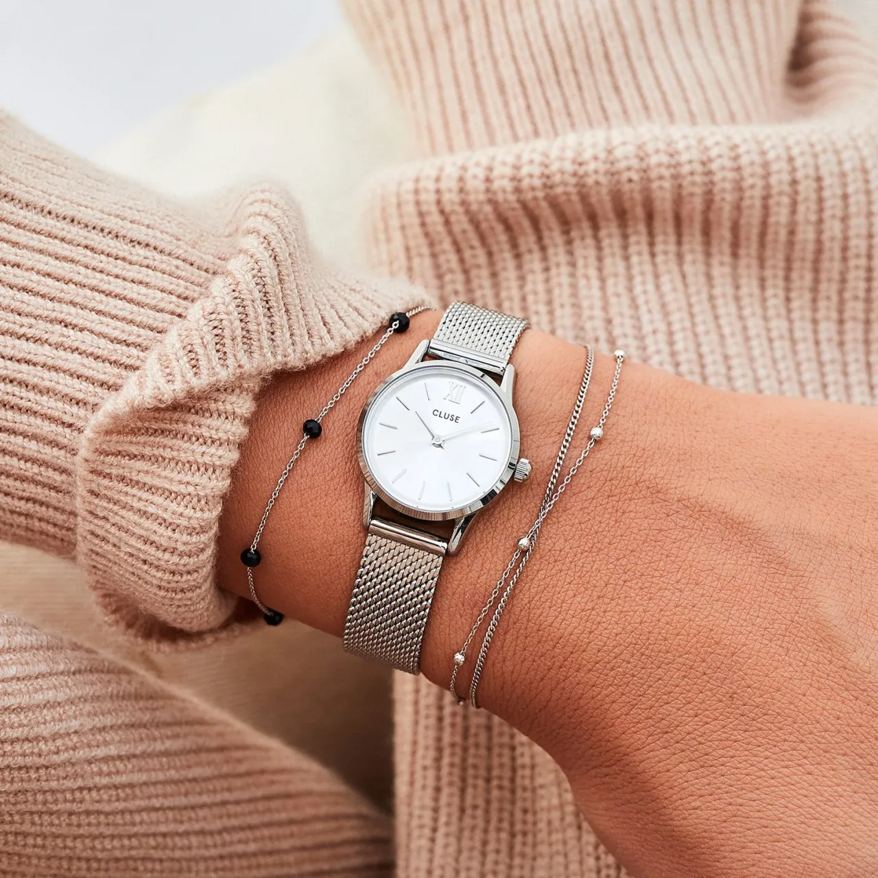 Femme CLUSE Strap 12 mm Mesh Silver Colour