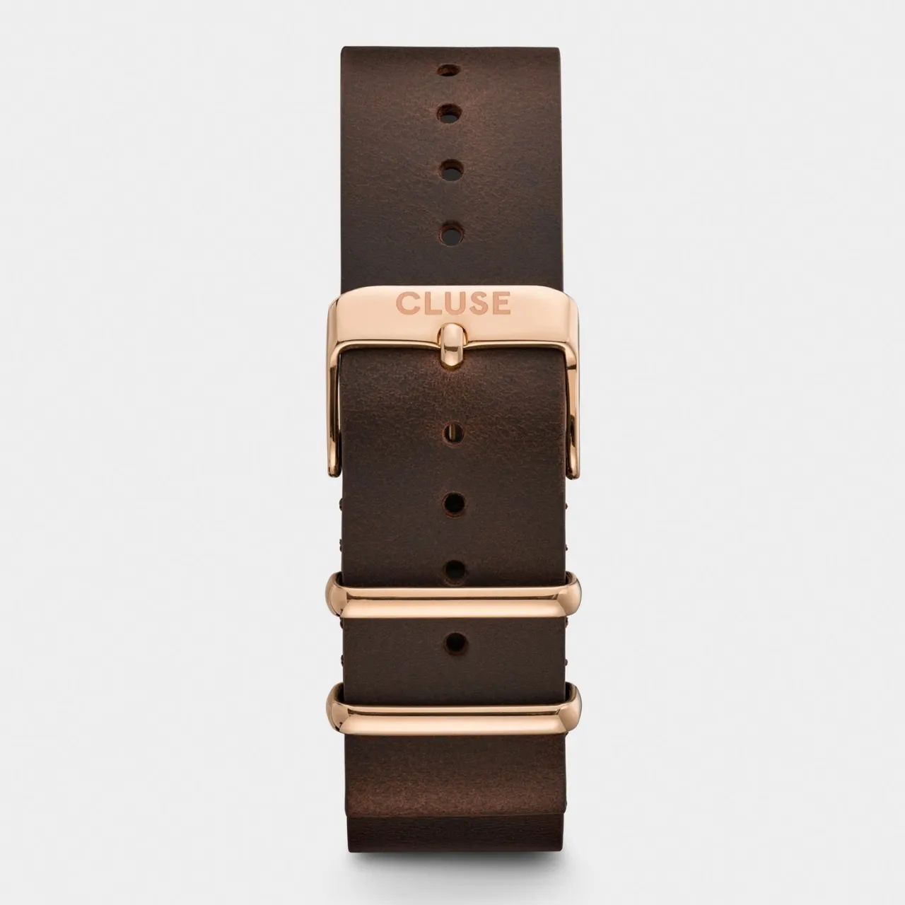 Homme CLUSE Strap 20 mm Nato Leather Brown, Rose Gold Colour