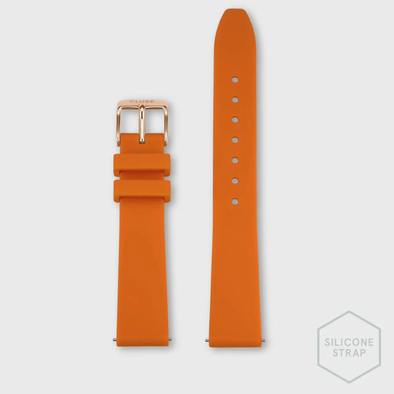Femme CLUSE Strap 16 mm Silicone Orange, Rose Gold Colour