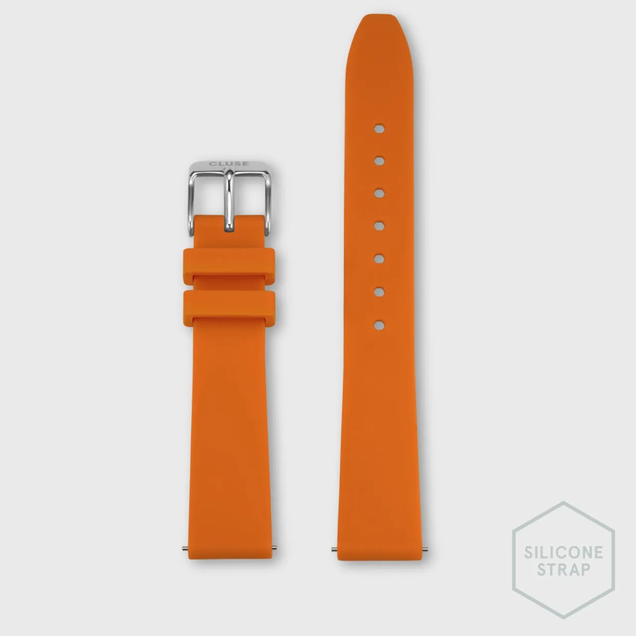 Femme CLUSE Strap 16 mm Silicone Orange, Silver Colour