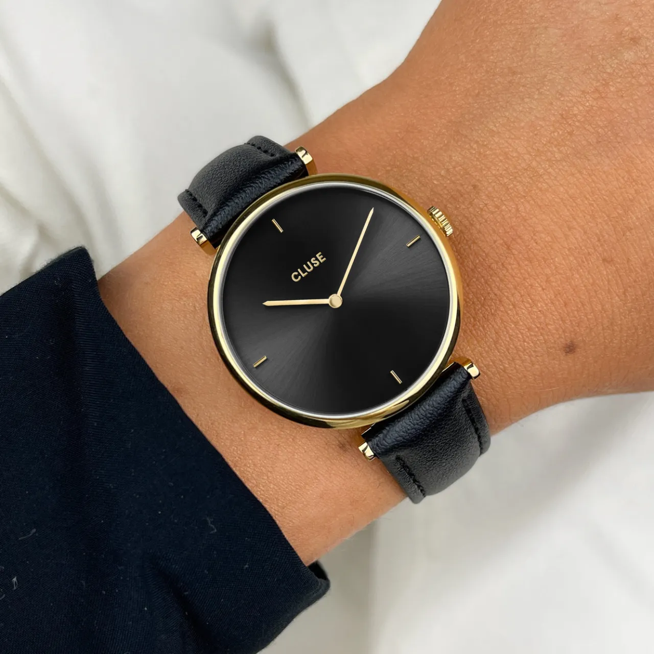 Femme CLUSE Triomphe Watch Leather, Black, Gold colour