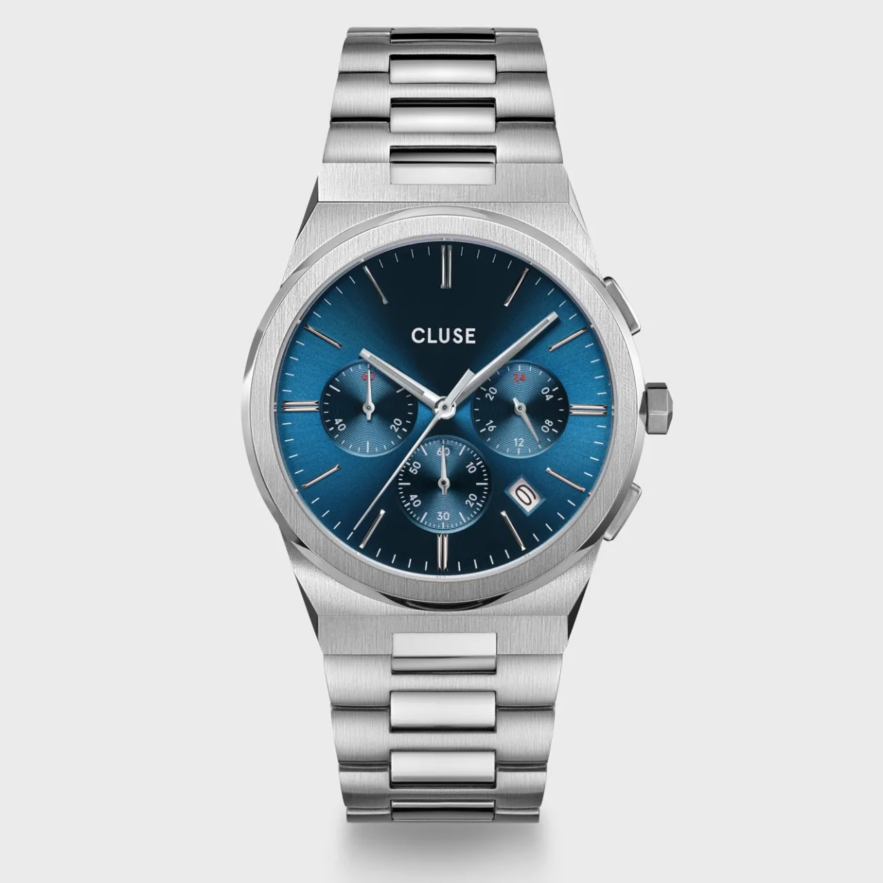 Homme CLUSE Vigoureux Chrono Steel Blue, Silver Colour