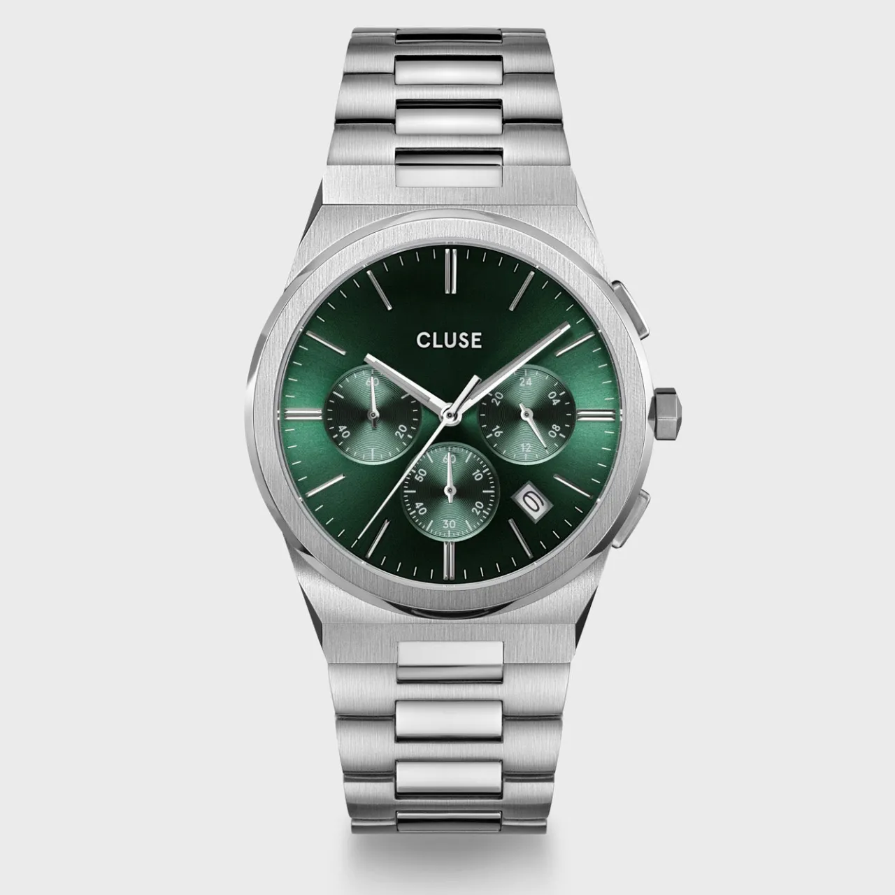 Homme CLUSE Vigoureux Chrono Steel Green, Silver Colour