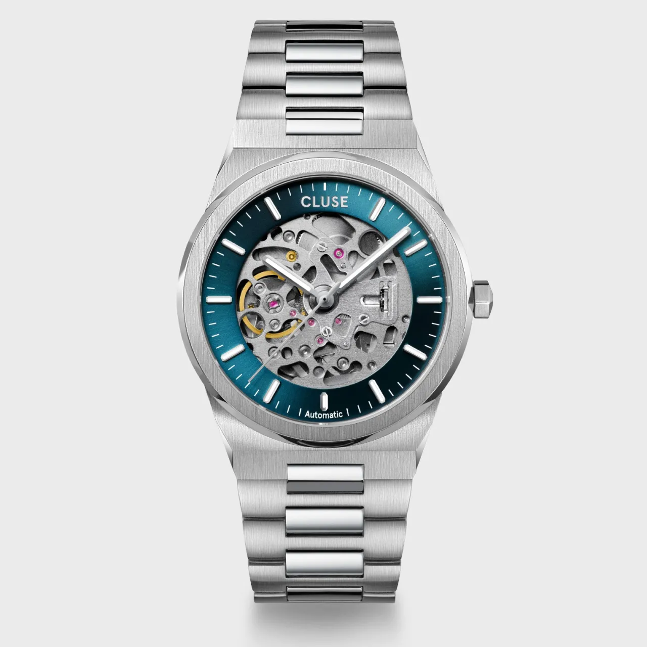 Homme CLUSE Vigoureux Steel Automatic Watch, Blue, Silver Colour