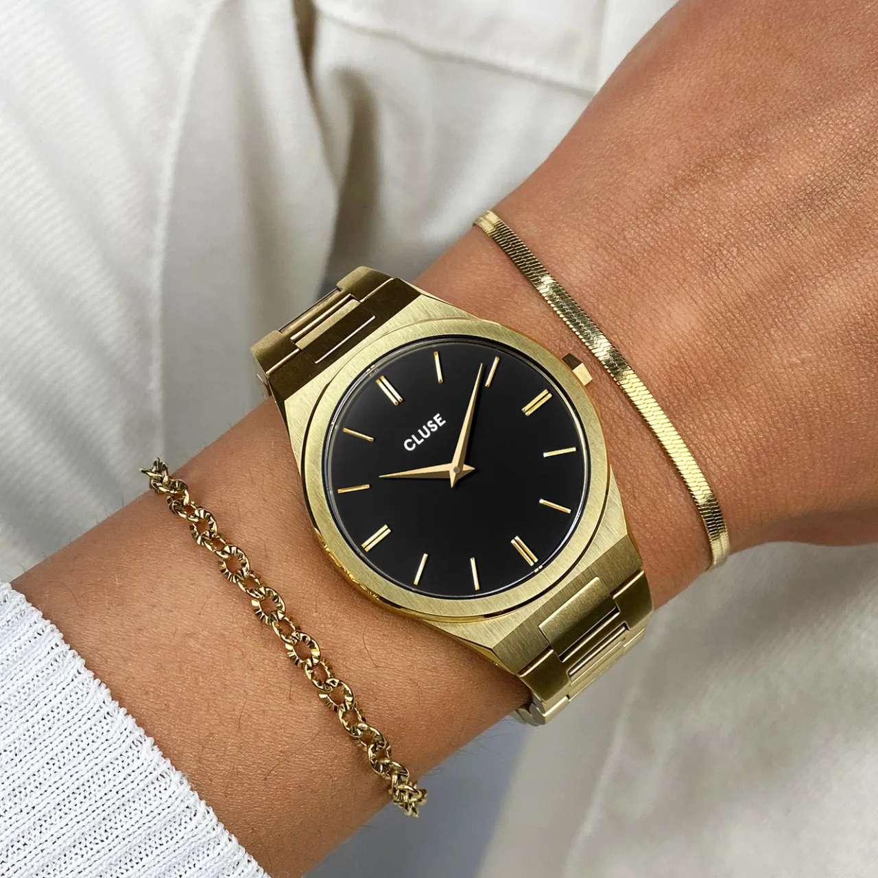 Femme CLUSE Vigoureux Watch Steel, Black, Gold Colour