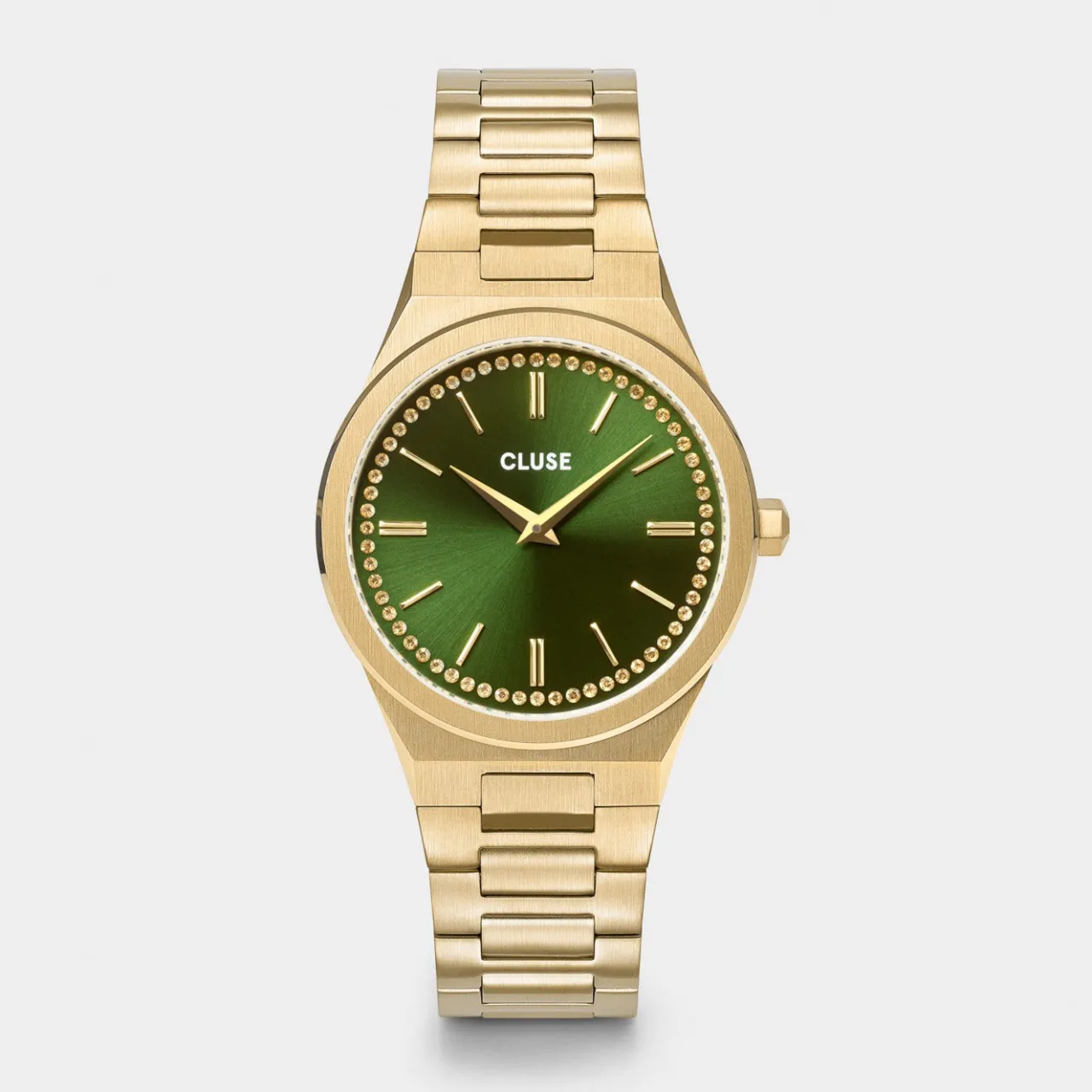 Femme CLUSE Vigoureux Watch Steel, Green Stones, Gold Colour